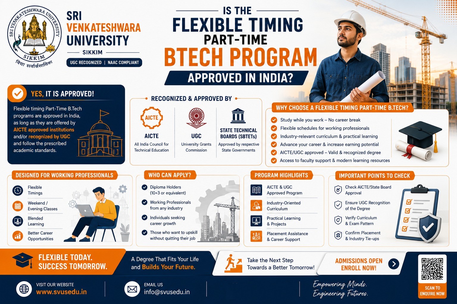 Is the Flexible Timing Part-Time BTech Program Approved in India?